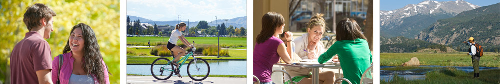 Banner: CSU students studying , socializing, bicycling and fly fishing